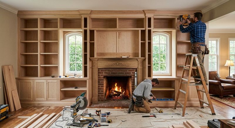 Fireplace Cabinet Installation in Fairfax, VA