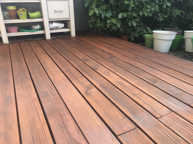 Outdoor teak deck after refinishing